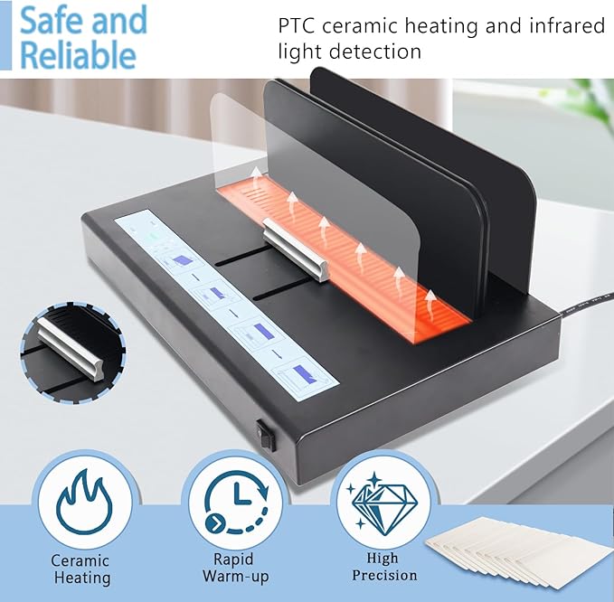 Thermal Binding Machine 500 Sheets Capacity, Book Binding Material | 110V Binding Machine A3(Short Edge)/A4/A5 Document Heat Binder with 10Pcs Covers (Black)