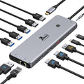 Laptop Docking Station 13 in 1, Dual Monitor Triple 4K Display, 8 USB C/A Ports, Ethernet, Audio, LIONWEI USB C Hub for MacBook,Dell,HP,Lenovo,Surface