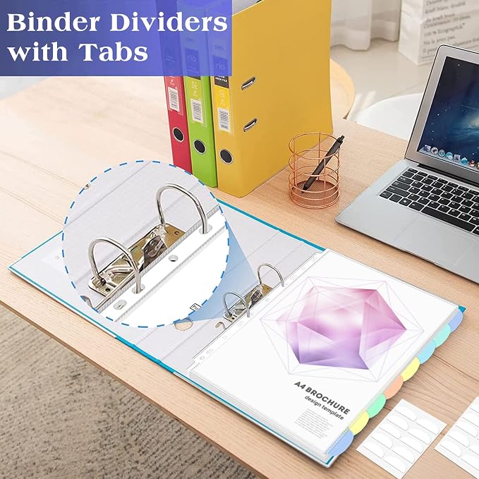 Binder Dividers & Sheet Protectors for 2/3/4 Ring Binder - 3 Sets of 24 Pack A4 Plastic Sleeves with 8 Tab Binder Sleeves, Clear Page Protectors for School, Home & Office Organization