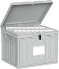 Oterri Lockable Stackable Plastic File Box with Lid for Letter-Size | Hanging File Folders Not Included. Grey, Large 1-Pack. Home, Office, Classroom, Dorm, Tax, Under Bed, Filing Cabinet.