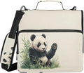 Panda Cute Animal 3 Ring Zipper Binder with Handle 1.5 inch Binder Organizer, Multi Pockets Office File Folder with Shoulder Strap 500 Sheet Capacity