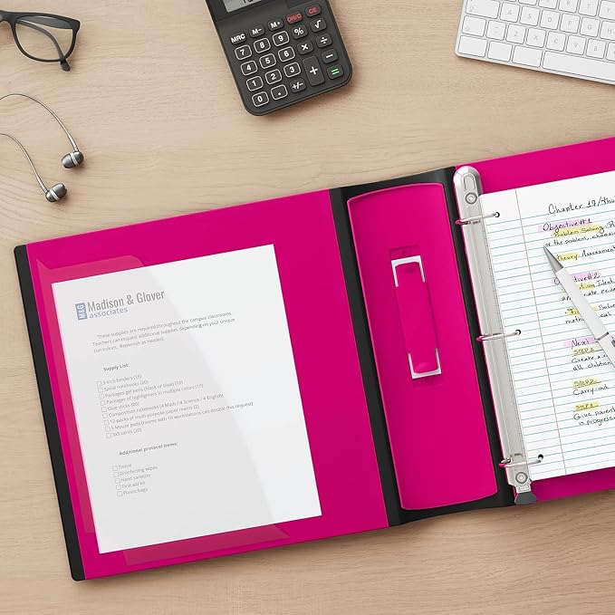 Staples Better Binder, 2-Inch D-Ring View, Pink, Holds 450 Sheets | Reinforced spine for durable everyday use in office and school settings.