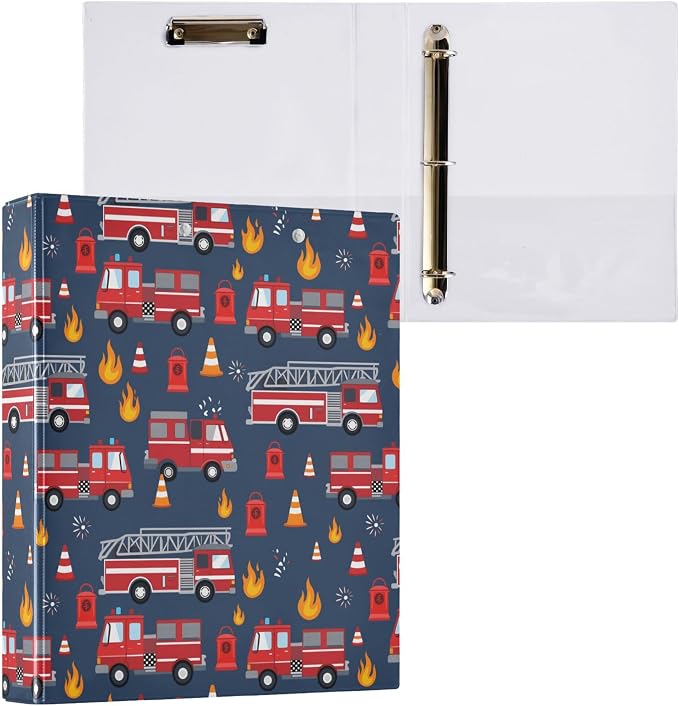 Monster Truck Navy Blue Round Ring Binders 1.5 Inch Race Cars Roadster 3 Ring Clipboard Binder for Office School Work Supplies File Folder Document 200 Sheet Capacity Easy Open 2 Pieces