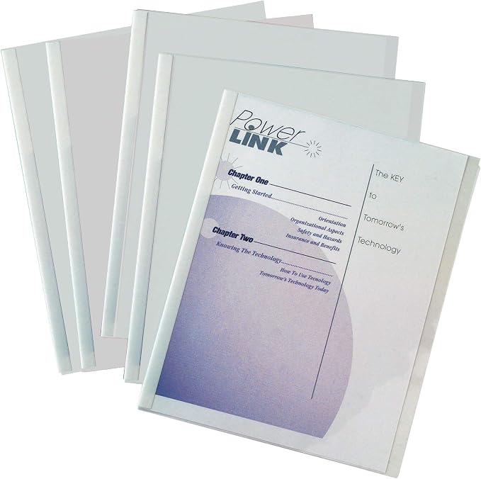 C-Line Report Covers with Binding Bars, Economy Clear Plastic, White Bars, 8.5 x 11 Inches, 50 per Box (32457)