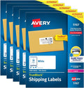 Avery® Printable Shipping Labels, Sure Feed® Technology, 2" x 4" Customizable Stickers, White, 5,000 Blank Mailing Labels, Great for Mailing, Shipping, and More (5-Pack of 5163)