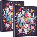 3 Ring Binder 1.5 in Recipe Binders Cute Cat Colorful | Decorative Client Records with Clip 3 Clear Interior Pockets for 200 Sheets Letter-Size(11" x 8.5") Paper PVC Cover Folder