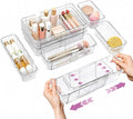 Clear Expandable Drawer Organizer Set, 16PCS Adjustable Drawer Organizers for Makeup, Cosmetics, Jewelry, Skincare, Bathroom, Kitchen & Dresser Storage, Transparent PET Drawer Storage Bins, 2 Sizes