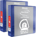 BAZIC Products 2" Blue 3-Ring View Binder, Slant-D Ring, 2 Pockets, 2-Pack | 2 inside pockets, 2 in Blue view 3-ring binder, slant-D rings, holds up to 480 sheets, Durable poly cover