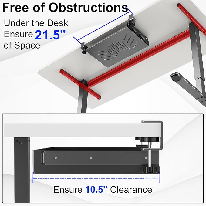 BYMECOST Sliding No Drill Under Desk Laptop Mount, Metal Storage Shelf | Slide Out Laptop Storage Tray for Macbook, Mac Mini, Anti-scratch Silicone, fits Office, Gaming, Workstations