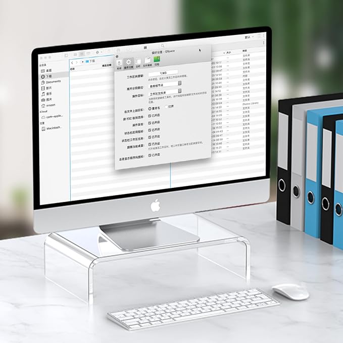 Acrylic Monitor Stand Riser Clear Laptop Stand Riser L14 xW7.5 xH4 | Compatible with All Notebooks and Monitor, Computer Stand for Desk Organizer, White Aesthetic Design, For Office Home iMac