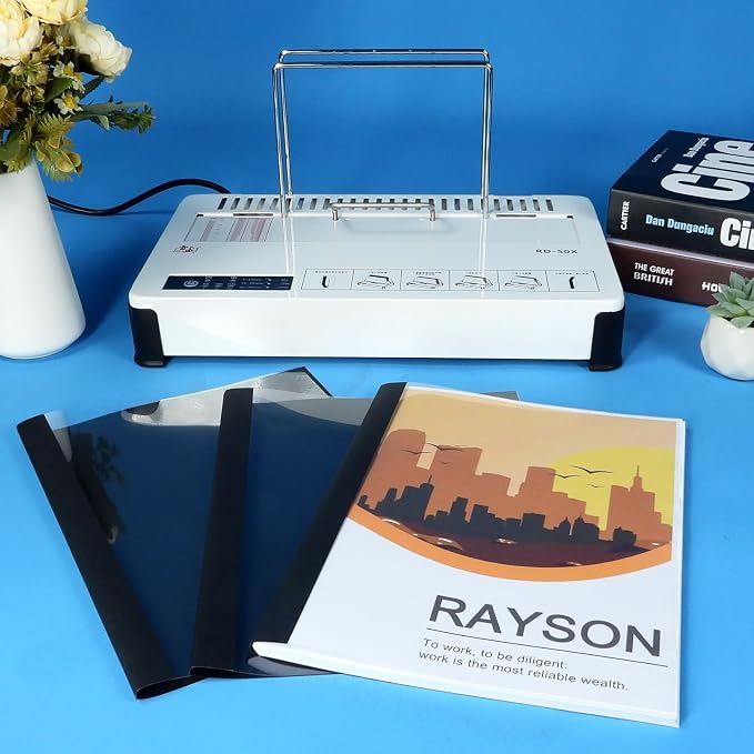 RAYSON TBC6-25-BK Thermal Binding Covers, 1/4 Inch, Black, Letter Size Holds 55 Sheets, 25 Pack