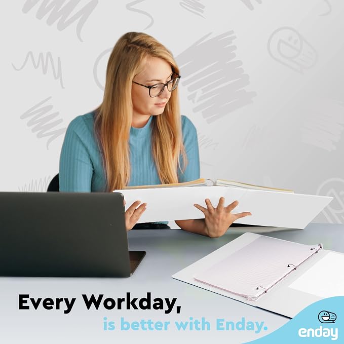 Enday 1/2 inch Binder 3 Ring Binder (6 Pack - White) O-Ring Binder with Clear View Cover and 2 Inside Pocket - for Letter Size 8.5 x 11'' Paper, Ideal for School Supplies, Office, and Home