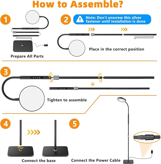PACOVY Floor Lamp, Adjustable Height Floor Lamps for Living Room Bedroom, 120 LED Super Bright Standing Lamp Remote Control Dimmable Gooseneck Tall Stand Reading Lamp for Office Craft, Black-RGB