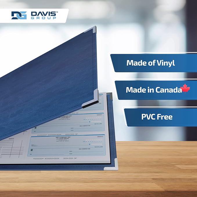 Davis Group Premium 3-Up Business Checkbook Binder, Big and Small Business Essentials for Checks, Navy Blue