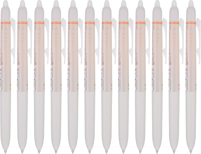 PILOT FriXion Waai Retractable & Refillable Erasable Gel Pens, Extra Fine Point 0.5 mm, Pale Orange Ink, 12 Count