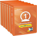 COMIX Sturdy 1 Inch 3 Ring Binder with Clear View Cover | 1"Heavy Duty Round Ring,PVC-Free Board,Holds 200 Letter Sheets,Wholesale for Offices & Classrooms,6 Pack (Orange)