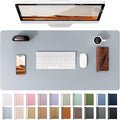 YSAGi Leather Desk Protector, Office Mat, Large Mouse Mat, Non-Slip PU Leather Blotter, Laptop Desk Mat, Waterproof Writing Pad for Office and Home (Light Grey, 35.4" x 17")