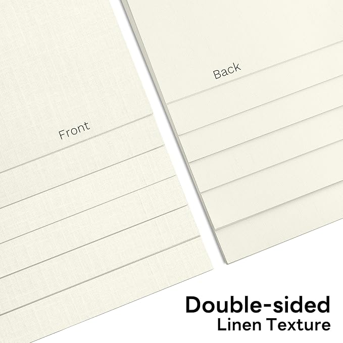 8.5x11 Ivory Textured Cardstock 80lb Linen Paper 100 Sheets | Goefun Light Cream Cardstock Wedding Invitation Cards Linen Paper for Printing, Invitations, Arts & Crafts and Resumes