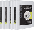 Oxford 3 Ring Binders, Binders for School and Office, 1 Inch ONE-Touch Easy Open D Rings, 3-Sided View Binder Covers, Xtralife Hinge, Non-Stick, PVC-Free,White, 250-Sheet Capacity, 4 Pack (79904)