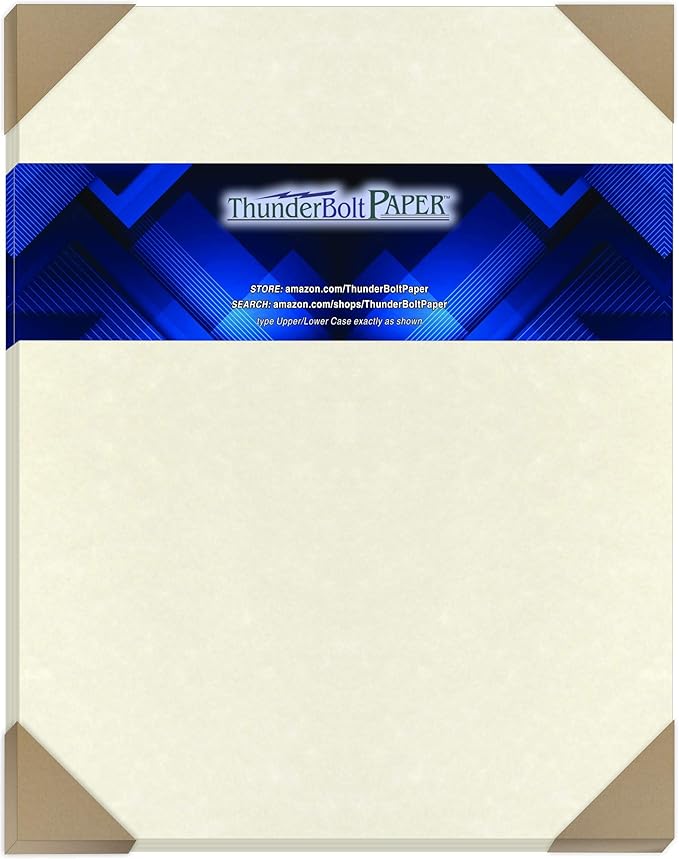 White Parchment 65lb Cover Weight Paper 11" X 14" (11X14 Inches) Scrapbook Picture-Frame Size - 25 Sheets Printable Old Parchment Semblance