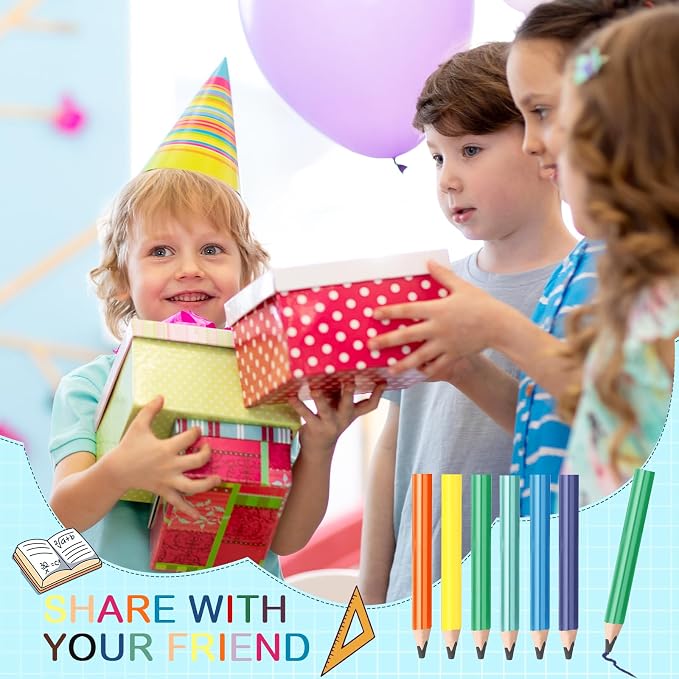 Spakon 96 Pcs Triangle Short Fat Pencils for Kid Bulk Back to School Gift