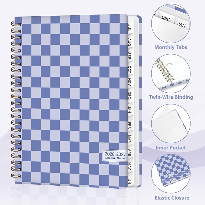 Planner 2026-2027, Weekly and Monthly Academic Year Calendar Planner, July 2026 - June 2027, Daily Agenda Book for Office School Supplies, A5(6.3'' x 8.5'')