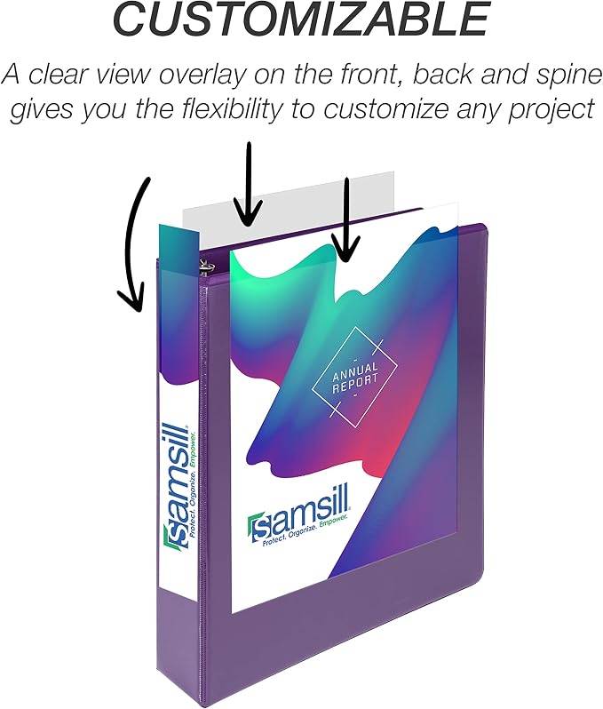 Samsill Durable 1.5 inch 3 Ring Binder, D Ring Binder, 100% Recycled Chipboard, Purple, 12 Pack
