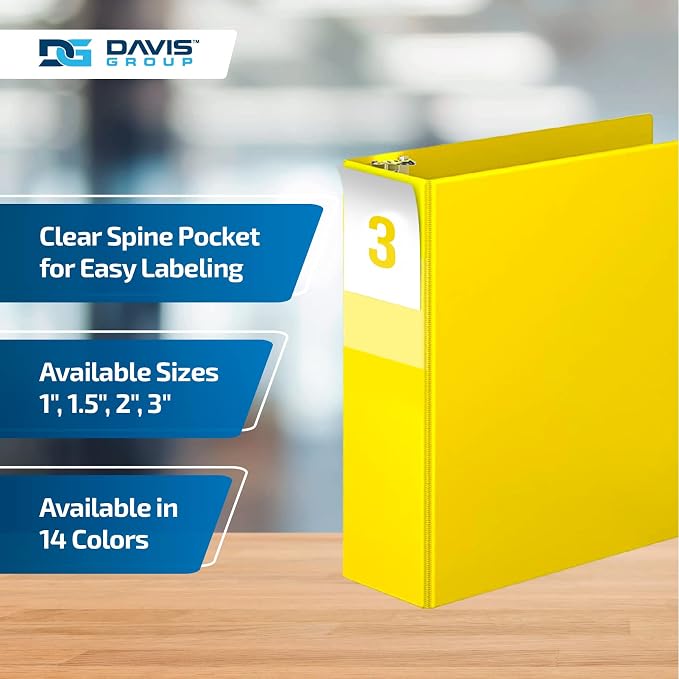 Premium Economy 6-Pack 3-Ring Binders for School or Office, D-Ring Binders, 3 Inch, Yellow