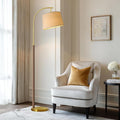 G-SAFAVA Real Wood Floor Lamps for Living Room Bedroom, 62.5" Mid Century Modern Lamp Gold Standing Tall Arc Lamps with Foot Switch, Floor Lamps for Nursery Office Decor Corner Reading Room Light