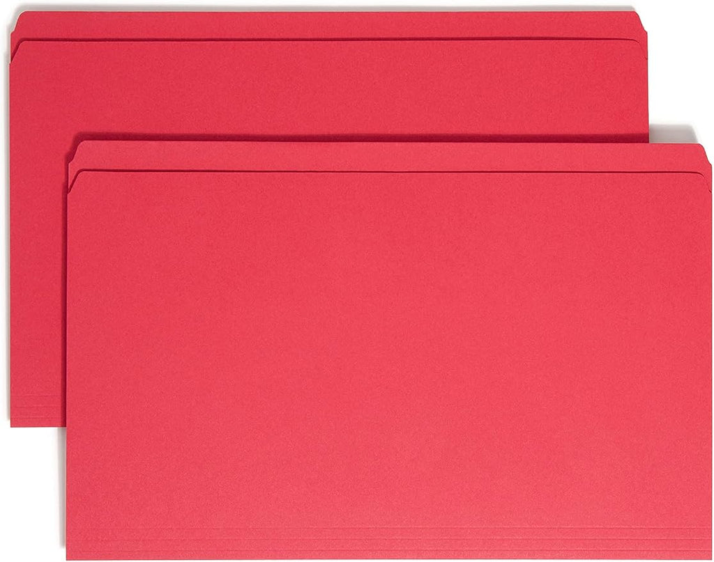 Smead File Folder, Reinforced Straight-Cut Tab, Legal Size, Red, 100 per Box (17710)