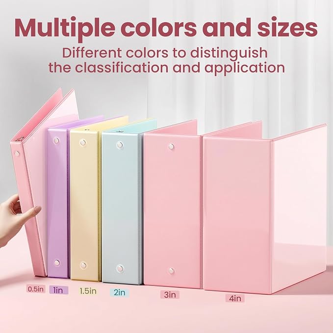 SUNEE 4 Inch Binder 3 Ring, 4" Extra Large D Ring Clear View PVC-Free (Fit 8.5x11 Inches) for Office or School Supplies, Pink, 2 Pack
