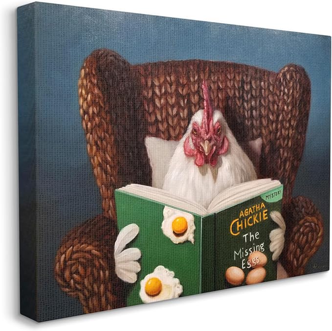 Stupell Industries 'Chicken Reading Book'| Canvas Art | Stupell Industries | 40 x 30 Inches, Easy to Hang and Sturdy, Made in USA, by Lucia Heffernan