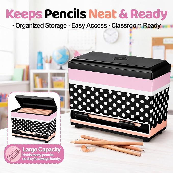 Yalikop Polka Dot Pencil Dispenser for Classroom Plastic Pencil Holder Teacher Must Haves Back to School Pen Dispenser with Lid Student Teacher Gift Classroom Decor Organization Supplies