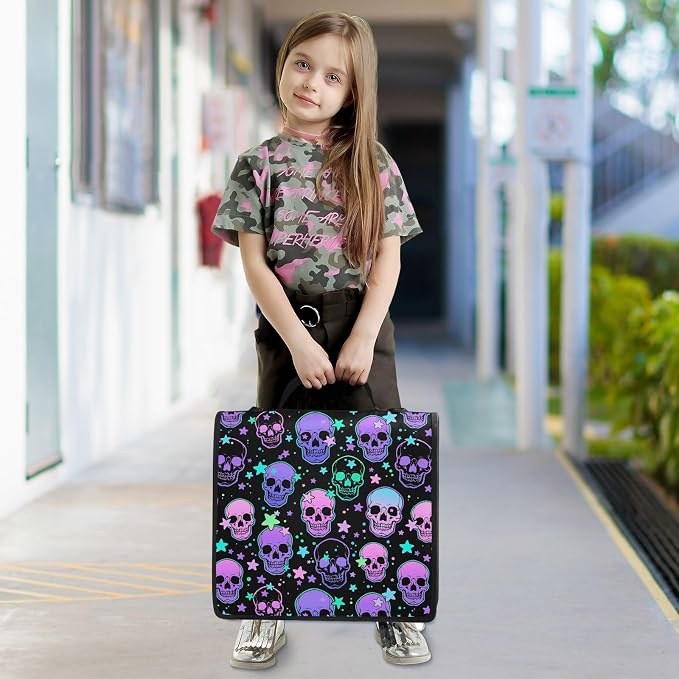 Personalized Magic Skull 3 D-Ring Binder Bag Zipper Organizer | Multi-Pocket with Handle and Detachable Shoulder Strap Holds 500 Sheets for School Office Supplies