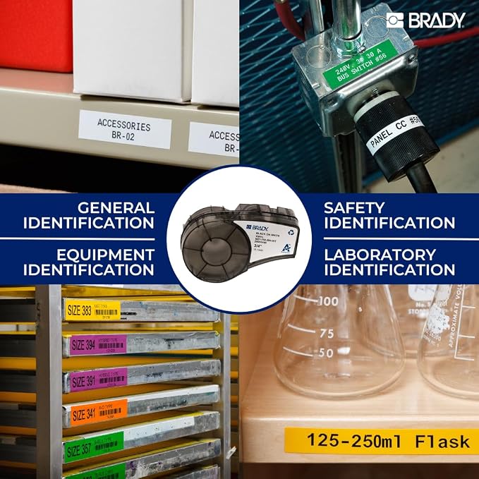 Brady Authentic (M21-375-595-BR) All-Weather Vinyl Label for Indoor/Outdoor ID, Lab and Equipment Labeling, White on Brown- ForM210, M210-LAB, M211, BMP21-PLUS and BMP21-LAB Printers, 375" W, 21' L