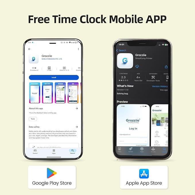 Time Clocks for Employees Small Business, Auto-Align Time Clock | 6 Punches per Day Time Machine, Clock in Machine for Employees with Time Cards, 2 Ink Ribbons(1 Inside) and 1 Rack