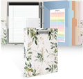 SKYDUE 1 Inch 3-Ring Binder with Clipboard, PU Aesthetic Binder with 5 Dividers, Notepad, Stickers & Pockets for Work and School (Letter Size)