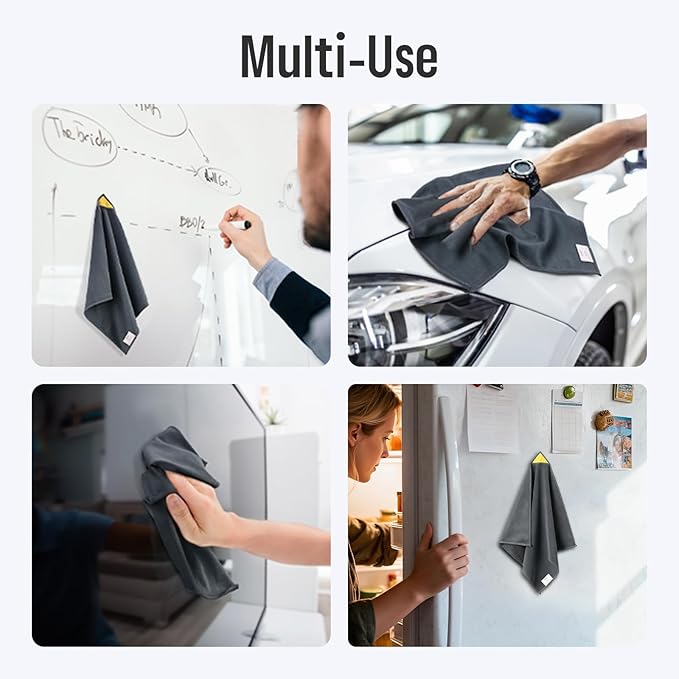 loukin 2 Pack Magnetic Whiteboard Cleaning Cloth, Dry Erase Cleaning Cloth for Classroom, Home and Office Use, Reusable & Washable, Gray, 12" x 12", 1 Bottle of 3.4 fl oz Whiteboard Cleaner Included