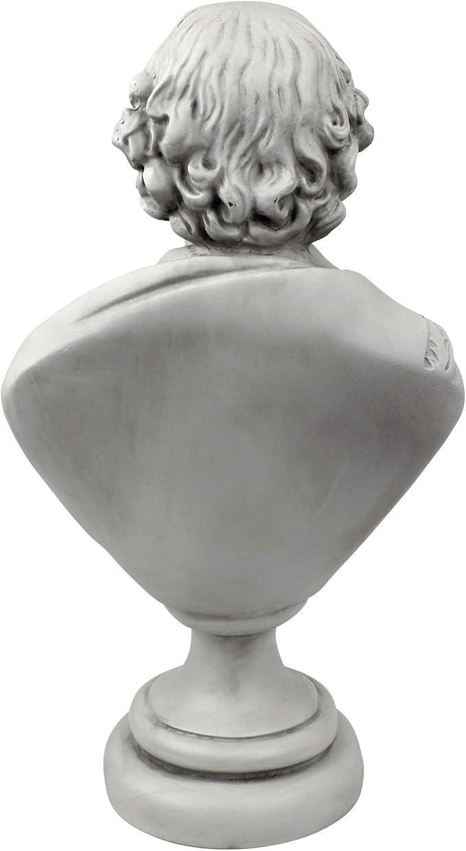 Design Toscano AH22672 William Shakespeare Bust Statue, Desktop, 12 Inch, Polyresin, Antique Stone,