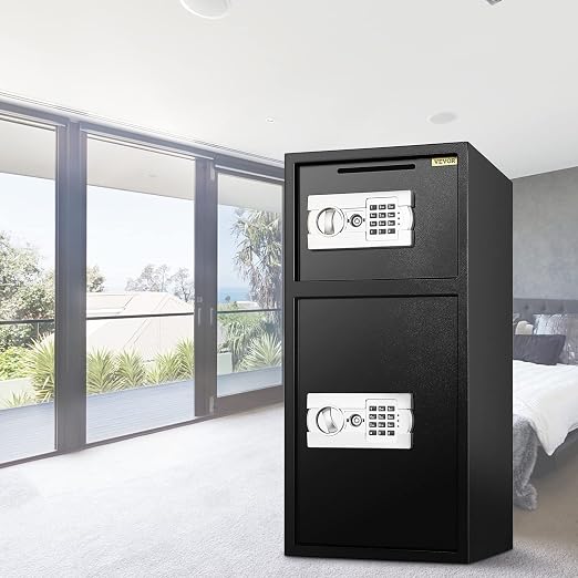 VEVOR Large Double Door Safe Box 29.5" x 13.8“ x 13.8" Steel Safe Box Strong Box with Digital Lock for Money Gun Jewelry Black