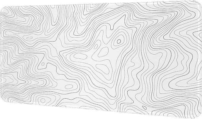 White Topographic Mouse Pad XL 11.8x31.5inch Large Gaming Mouse Mat Laptop Desk Mat,Game Mousepad Non-Slip Rubber Base Gamer PC Computer Pad Long Desk Keyboard Pad Office&Home
