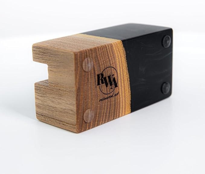 RWA Business Card Holder for Men & Women - Handcrafted Epoxy & Wood, Stylish & Durable Business Card Organizer, Premium Business Card Holders Desk Accessory for Professionals - ELEMENT, black