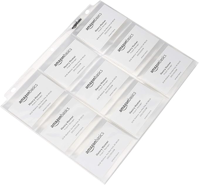 Amazon Basics 9-Sleeve Trading Card Protectors Binder Sheet for Storage and Protection, Top Loading, Transparent, 100-Pack