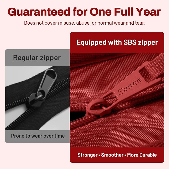 SUNEE Zipper Binder with Handle, 1.5 Inch O-Ring, 325 Pages Capacity, with 5-Tab Expanding File Folder for Classified Storage, Small Size Lightweight Zipper Bag for Middle School Students, Bright Red