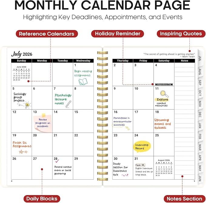Taja Planner 2026-2027, Jul 2026-Jun 2027 Monthly & Weekly Calendar Planner | 6.3" x 8.5", Hardcover Academic Calendar, Teacher Student Agenda Book with Tabs, School Office Supplies, Floral Gallery