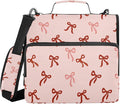 3 Ring Zipper Binder with Shoulder Strap Cute Red Bows Pink B 1.5 inch Binders Keeper Large Capacity Multi Pockets for School Office Supplies