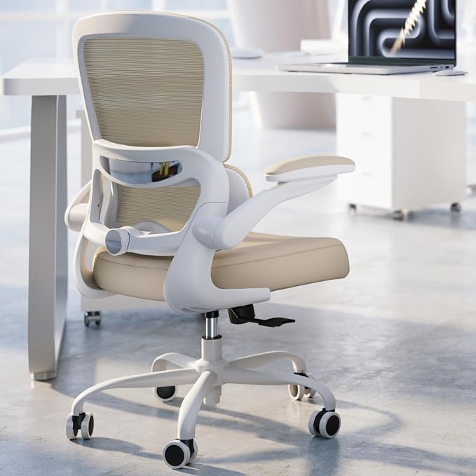 TRALT Office Chair Ergonomic Desk Chair - Gaming Chair with Lumbar Support | 330 LBS Home Office Desk Chairs with Headrest, Reading Chair with Flip-up Armrests, Comfortable Computer Chairs (1, Greige)
