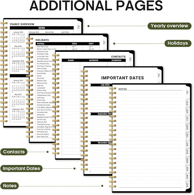 Academic Planner 2026-2027, Jul 2026-Jun 2027 Monthly & Weekly Planner