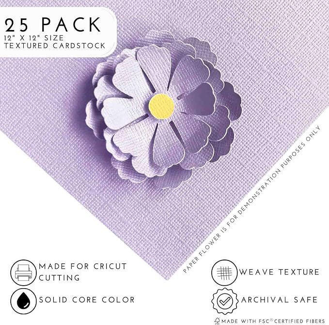 MORNING GLORY—12x12 Textured Cardstock | 80lb Textured Purple Scrapbook Paper | Premium Cardstock for Cricut Cutting | 25 Sheets