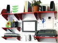 Wall Control Office Organizer Unit Wall Mounted Office Desk Storage and Organization Kit White Slotted Wallboards and Red Accessories